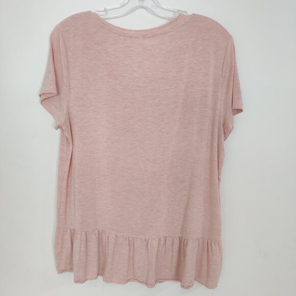 La Vie En Rose Women's Pajama Top Size M Pink Black Graphic Ruffled Hem Lounge - Picture 2 of 3